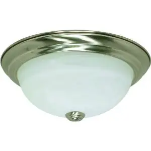 11" Flush 2 Light Alabaster Glass - Brushed Nickel