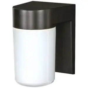 8" Utility Wall Mount White Glass Light - Black