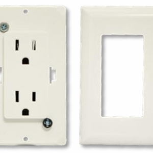 Decorative Self Contained Receptacle Side Snap (Plate Only) - White