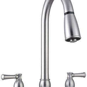 8" DUAL HANDLE PULL DOWN KITCHEN FAUCET-BRUSHED NICKEL-PLASTIC