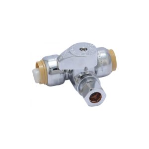 1/2" X 1/2" X 3/8" Compression Tee Stop Valve-Brass
